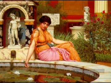 Lily Pond 1901 néoclassique dame John William Godward Peinture décoratif